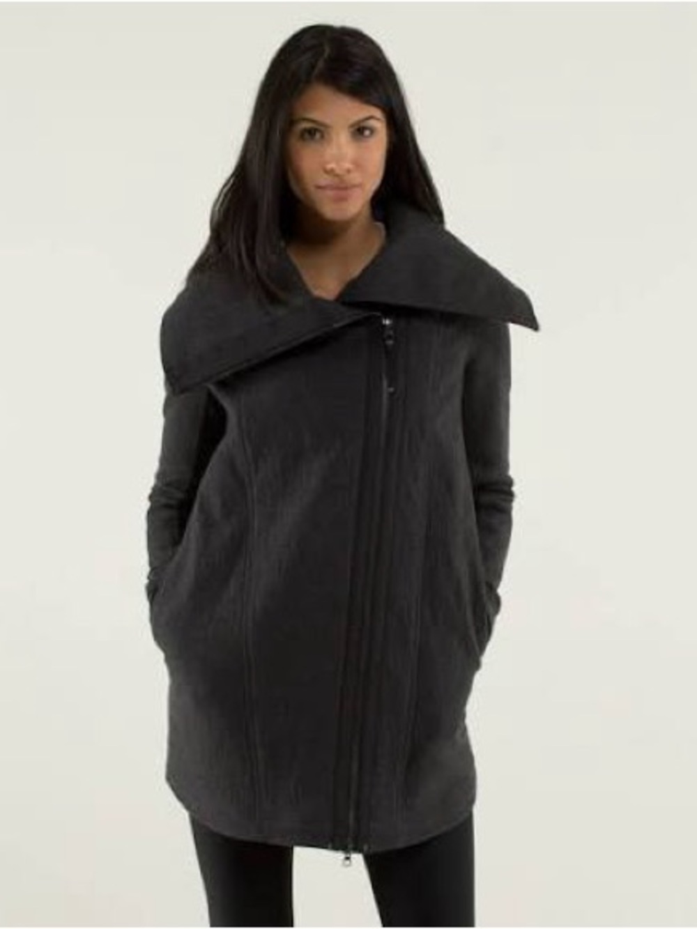 lululemon athletica Black Asymmetrical-Collar Trench Coat